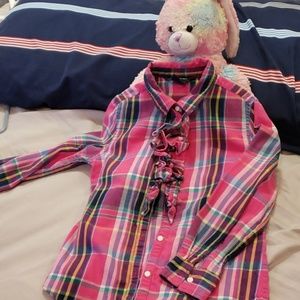 Ralph Lauren Gingham ruffled button-up shirt